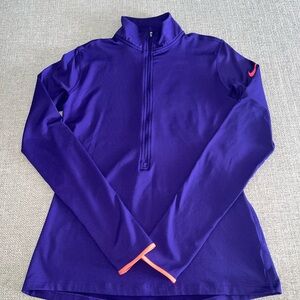 Nike Pro Dri Fit Purple Long Sleeve Athletic Quarter Zip